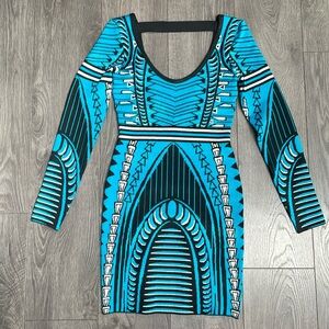 WOW couture Multi Blue black silver bodycon dress